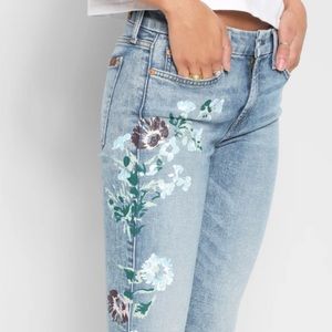 Floral Light Washed Blue Jeans